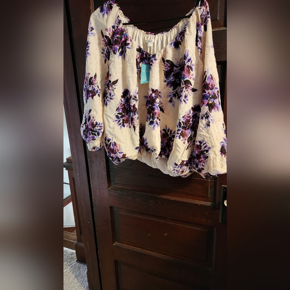 Maurices Cropped Floral Off-Shoulder Blouse